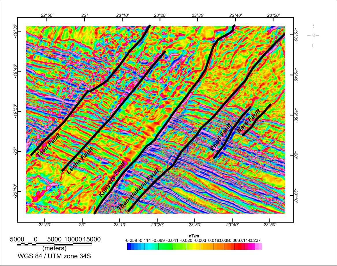 First vertical derivative anomaly map of the study area
